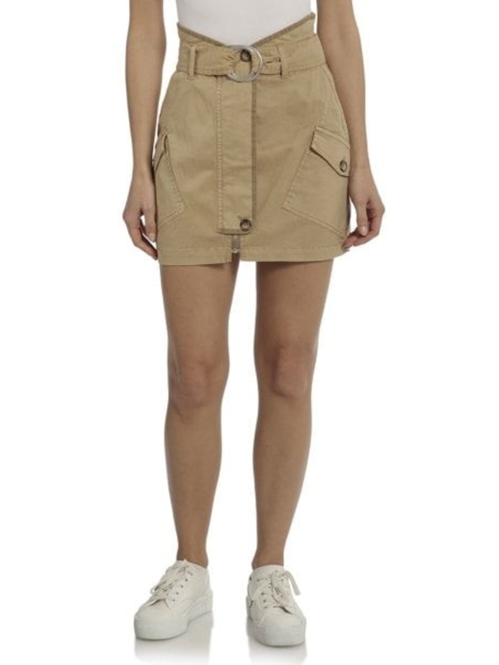 Avec Les Filles Tan Cargo Utility Belted Mini Skort
